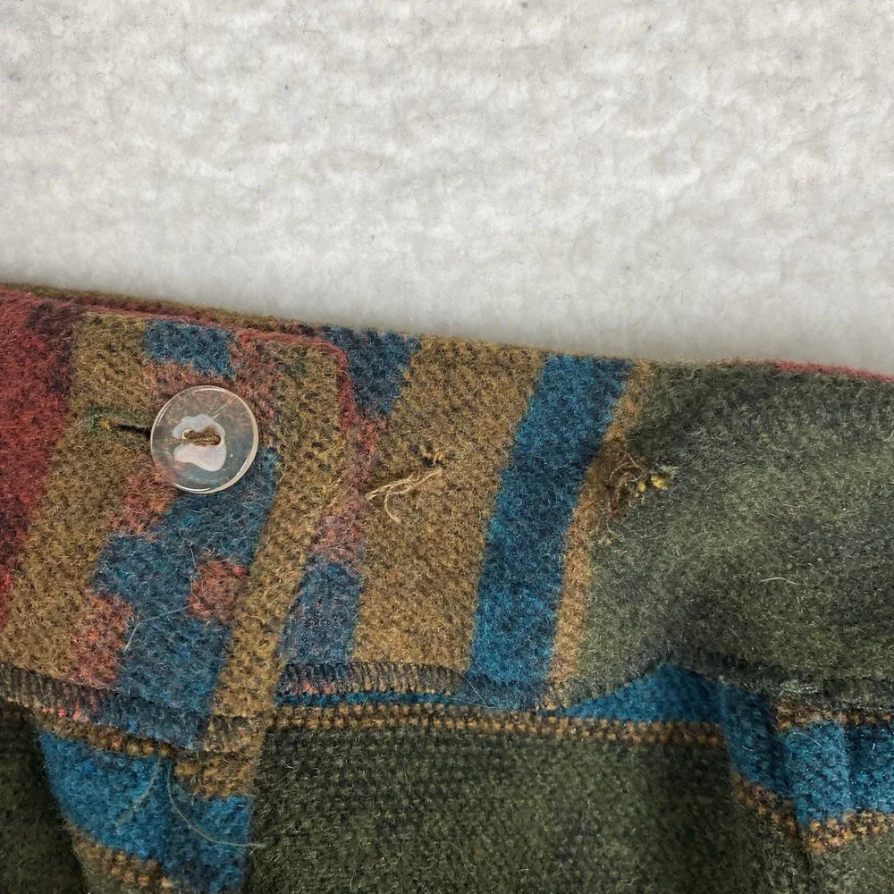 Vtg Field Gear Skirt Women 14 Green Wrap Blanket Wool Blend Southwest Earth Tone